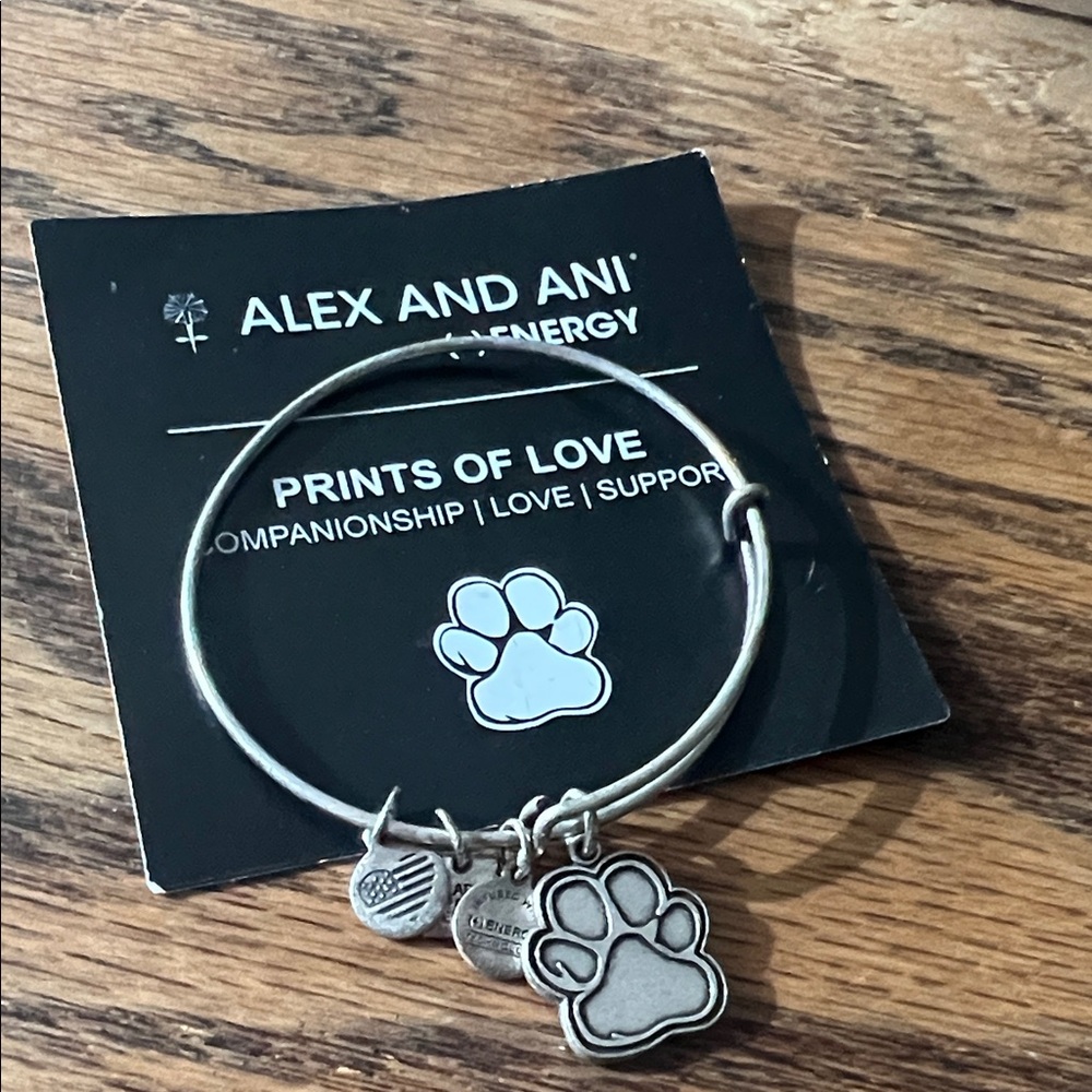 Alex and Ani Silver Paw Charm Bracelet